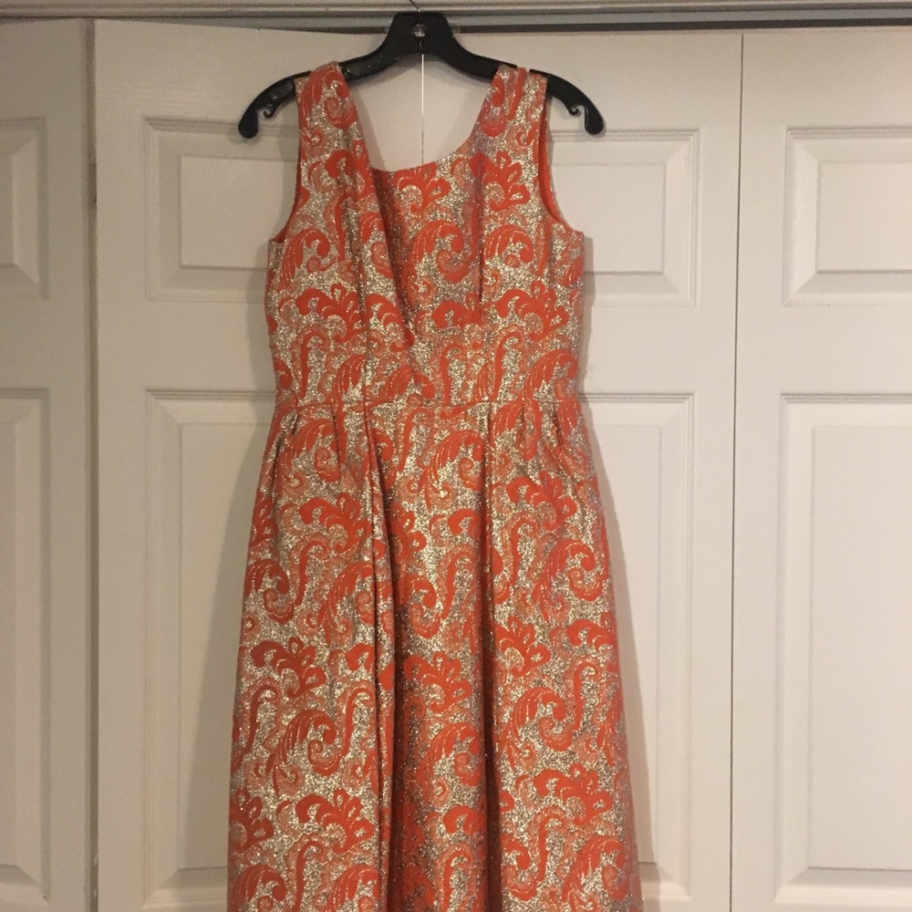 Beautiful Mad Men vintage gold and orange dress